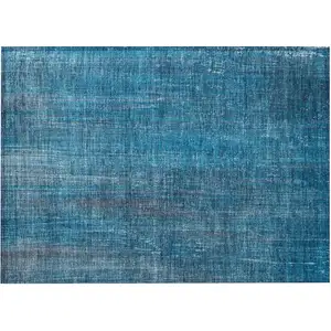 Photo of Blue Striped Washable Non Skid Indoor Outdoor Area Rug