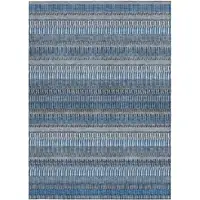 Photo of Blue Striped Washable Non Skid Indoor Outdoor Area Rug