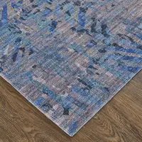 Photo of Blue Tan and Gray Abstract Power Loom Washable Area Rug