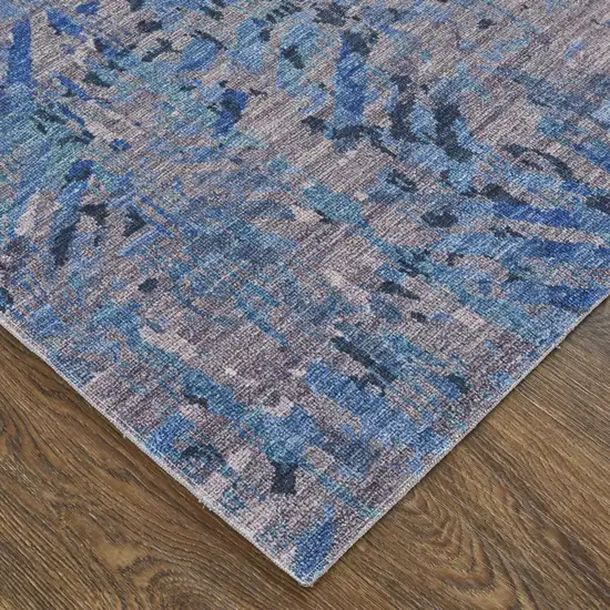 Blue Tan and Gray Abstract Power Loom Washable Area Rug Photo 7