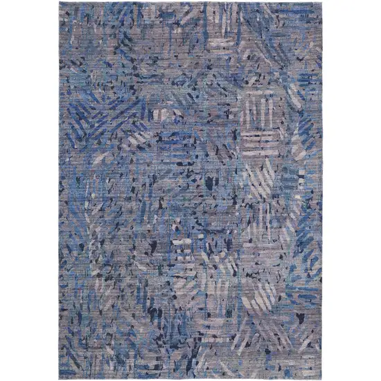 Blue Tan and Gray Abstract Power Loom Washable Area Rug Photo 2