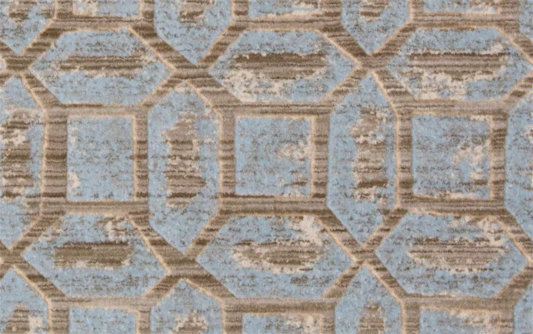 Blue Taupe And Ivory Floral Distressed Stain Resistant Area Rug Photo 5