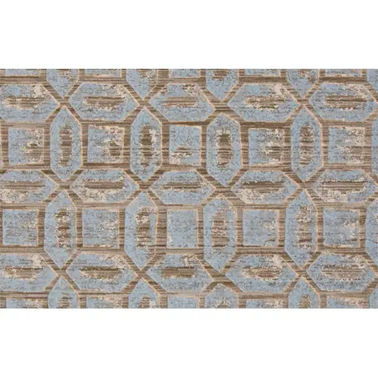 Blue Taupe And Ivory Floral Distressed Stain Resistant Area Rug Photo 6