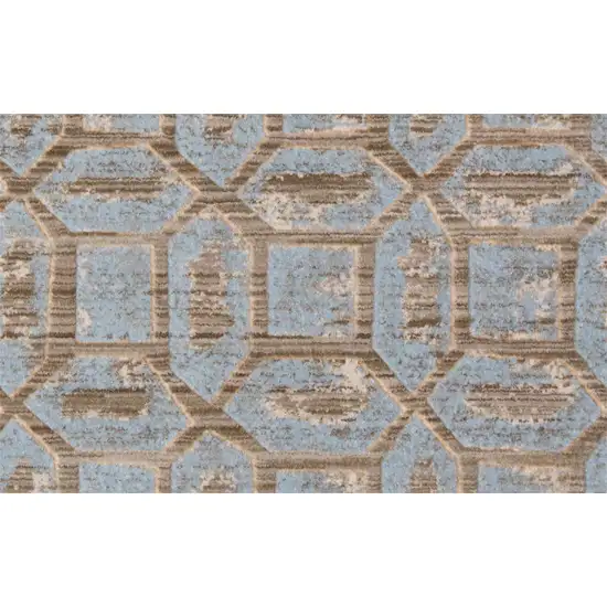 Blue Taupe And Ivory Floral Distressed Stain Resistant Area Rug Photo 5
