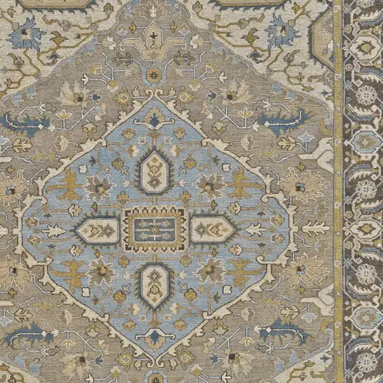 Blue Taupe and Tan Wool Oriental Hand Knotted Area Rug Photo 7