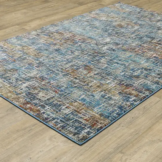 Blue Teal Gold Rust And Beige Abstract Power Loom Stain Resistant Area Rug Photo 7