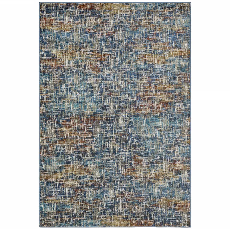 Blue Teal Gold Rust And Beige Abstract Power Loom Stain Resistant Area Rug Photo 2