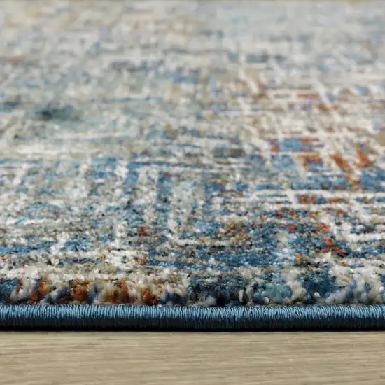 Blue Teal Gold Rust And Beige Abstract Power Loom Stain Resistant Area Rug Photo 6