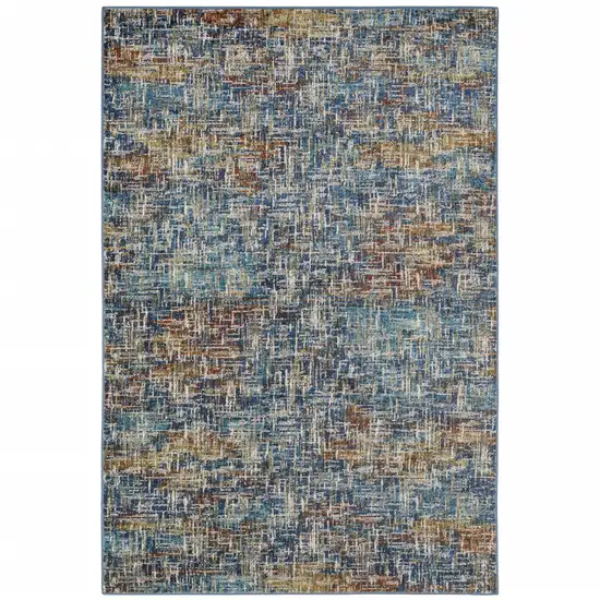 Blue Teal Gold Rust And Beige Abstract Power Loom Stain Resistant Area Rug Photo 2