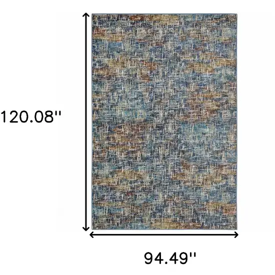 8' X 10' Blue Teal Gold Rust And Beige Abstract Power Loom Stain Resistant Area Rug Photo 3