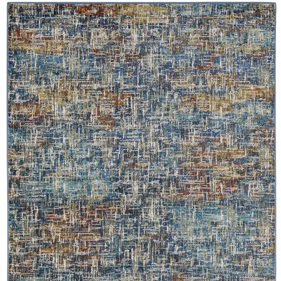 8' X 10' Blue Teal Gold Rust And Beige Abstract Power Loom Stain Resistant Area Rug Photo 6