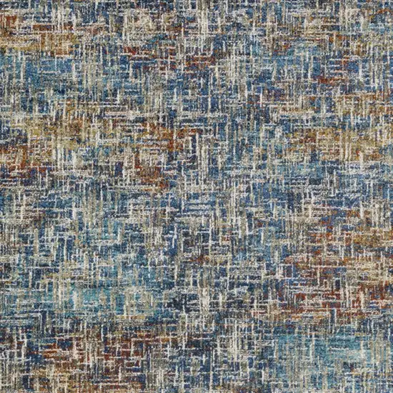 8' X 10' Blue Teal Gold Rust And Beige Abstract Power Loom Stain Resistant Area Rug Photo 5