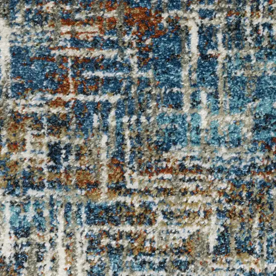 Blue Teal Gold Rust And Beige Abstract Power Loom Stain Resistant Area Rug Photo 4