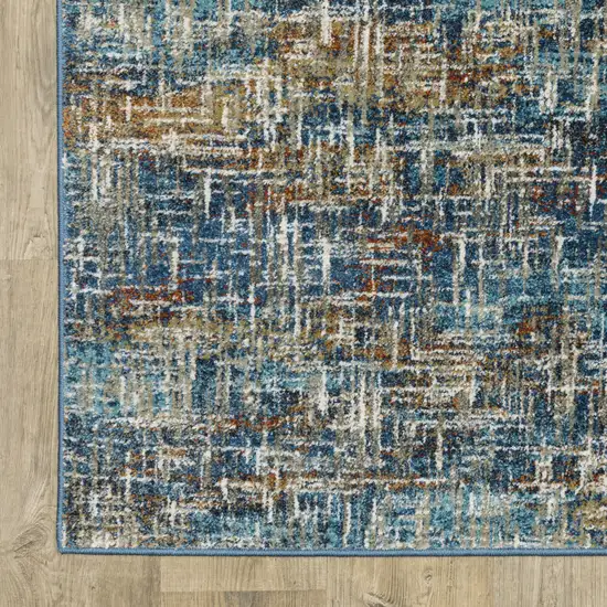 Blue Teal Gold Rust And Beige Abstract Power Loom Stain Resistant Runner Rug Photo 2