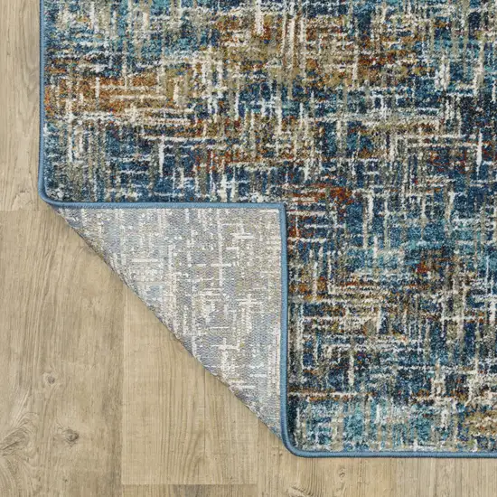 Blue Teal Gold Rust And Beige Abstract Power Loom Stain Resistant Runner Rug Photo 8