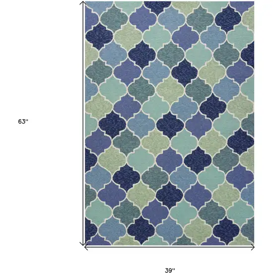 Blue Trellis Uv Treated Area Rug Photo 3