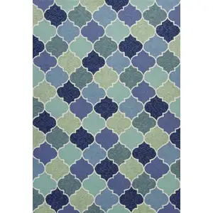 Photo of Blue Trellis UV Treated Area Rug