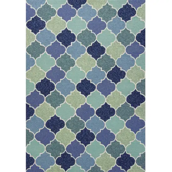 Blue Trellis Uv Treated Area Rug Photo 2