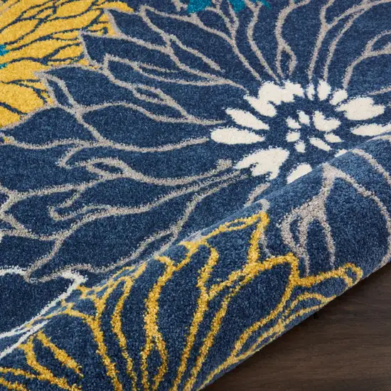 Blue And Gold Floral Area Rug Photo 4