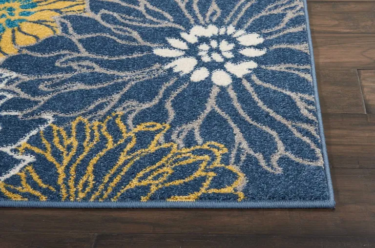 Blue Tropical Flower Area Rug Photo 3