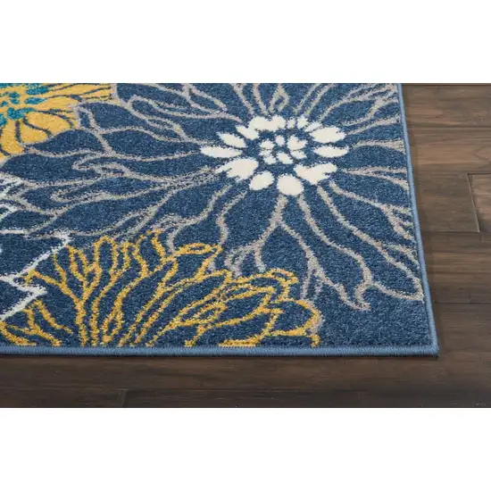 Blue Tropical Flower Area Rug Photo 6