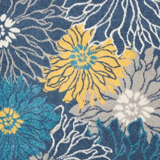 Blue And Gold Floral Area Rug Photo 5