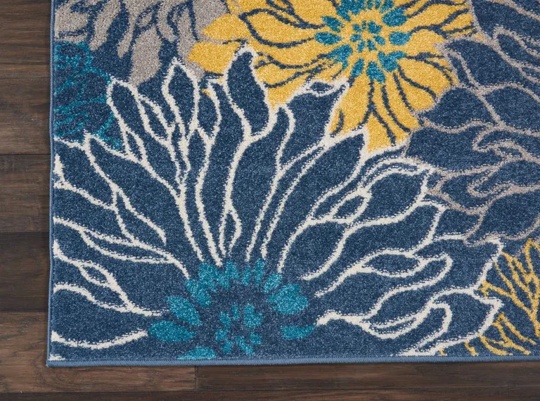 Blue Tropical Flower Area Rug Photo 5