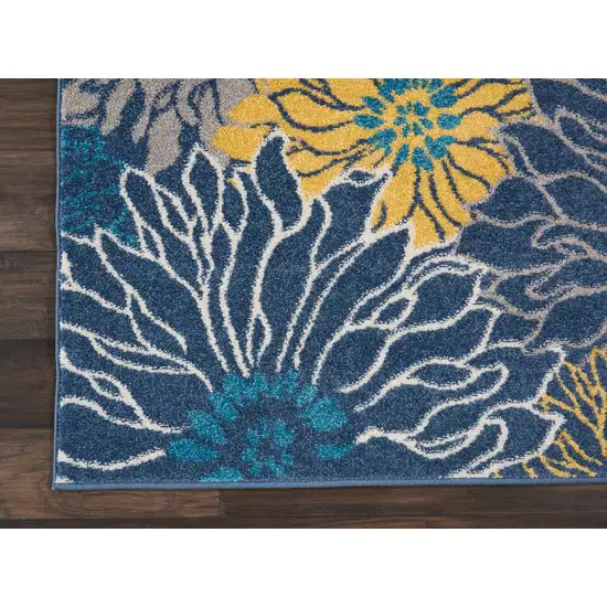 Blue Tropical Flower Area Rug Photo 2