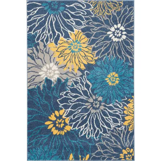 Blue And Gold Floral Area Rug Photo 6