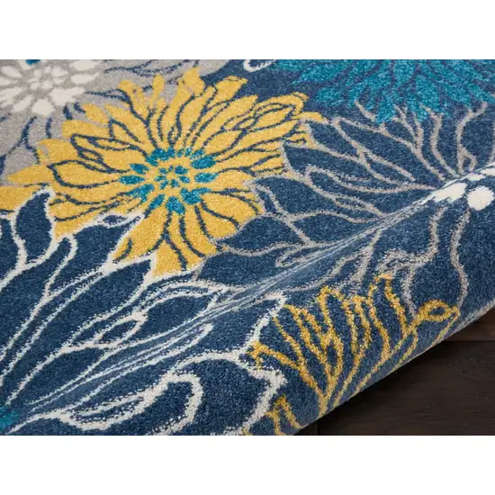 Blue Tropical Flower Area Rug Photo 3