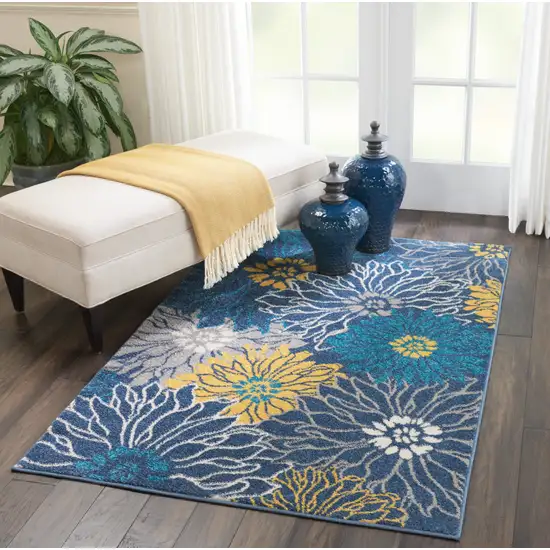 Blue Floral Power Loom Area Rug Photo 6