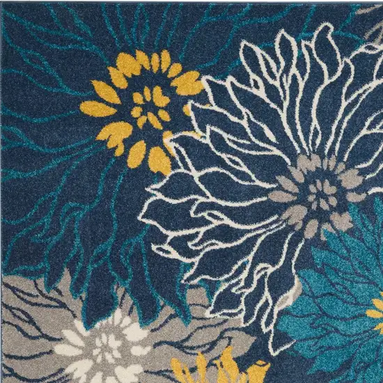 Blue And Gold Floral Area Rug Photo 5