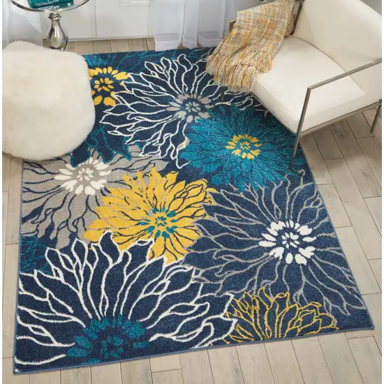 Blue Floral Power Loom Area Rug Photo 7