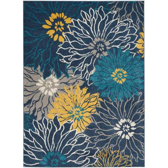 Blue And Gold Floral Area Rug Photo 1