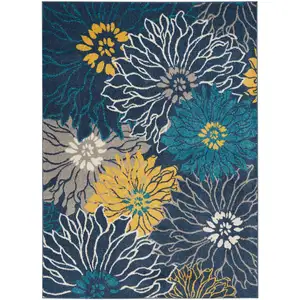 Photo of Blue Tropical Flower Area Rug