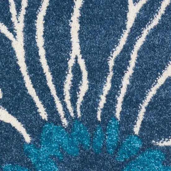 Blue And Gold Floral Area Rug Photo 3