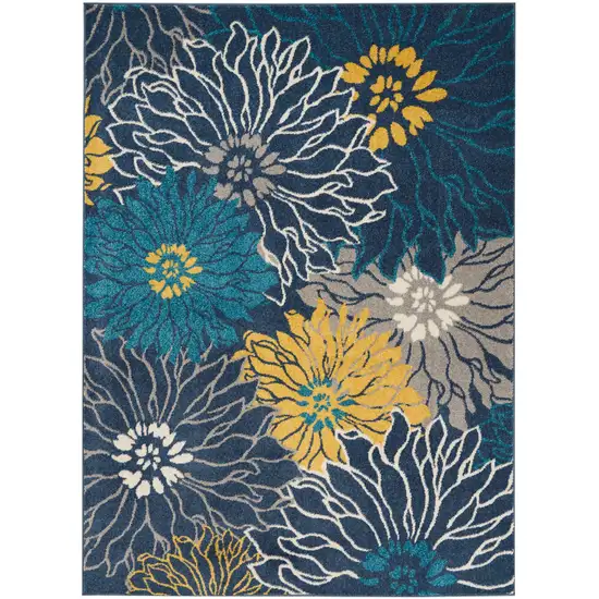 Blue And Gold Floral Area Rug Photo 6