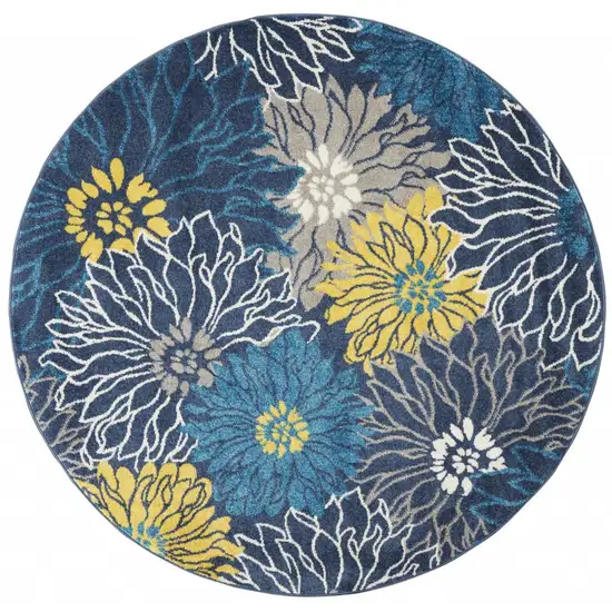 Blue Tropical Flower Area Rug Photo 8