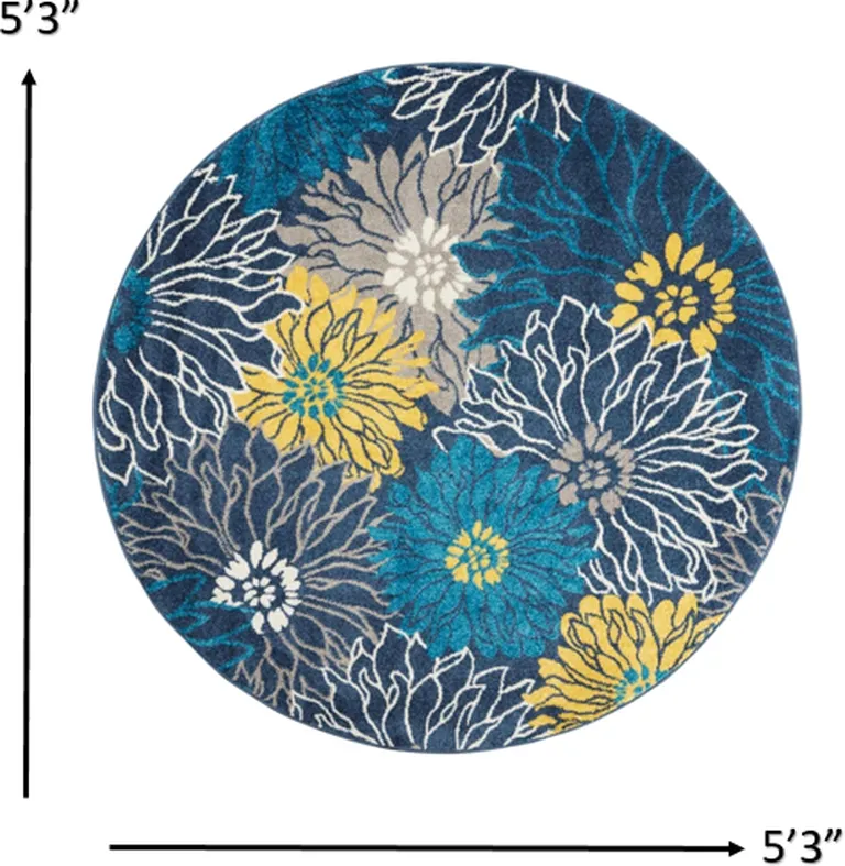 Blue Tropical Flower Area Rug Photo 5