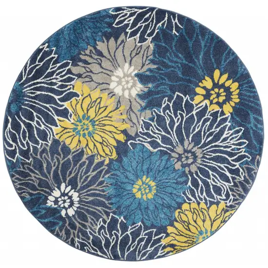 Blue Tropical Flower Area Rug Photo 1