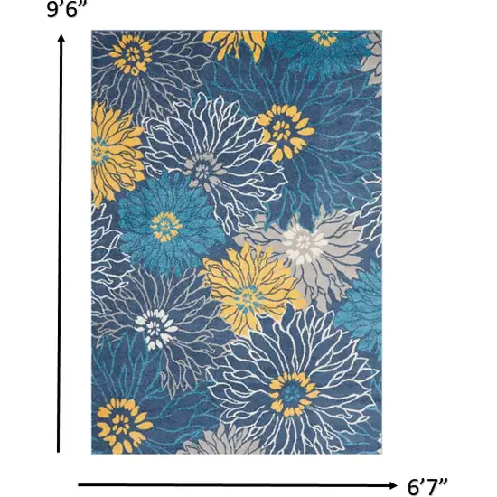 Blue Tropical Flower Area Rug Photo 4