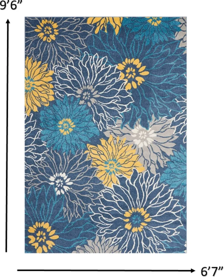 Blue Tropical Flower Area Rug Photo 4