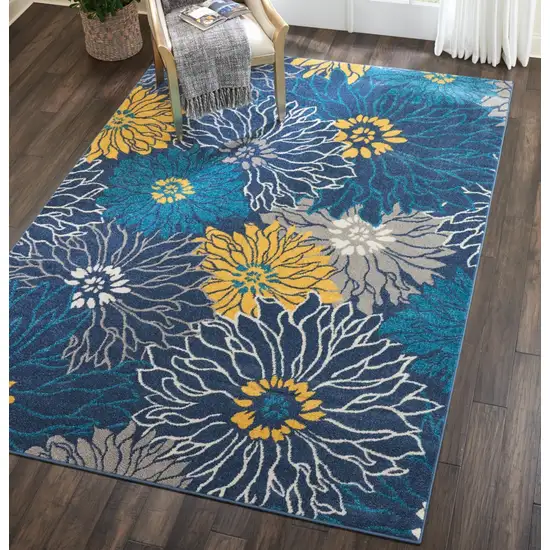 Blue Tropical Flower Area Rug Photo 6