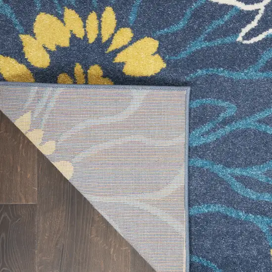 Blue And Gold Floral Area Rug Photo 7