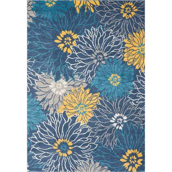 Blue And Gold Floral Area Rug Photo 6