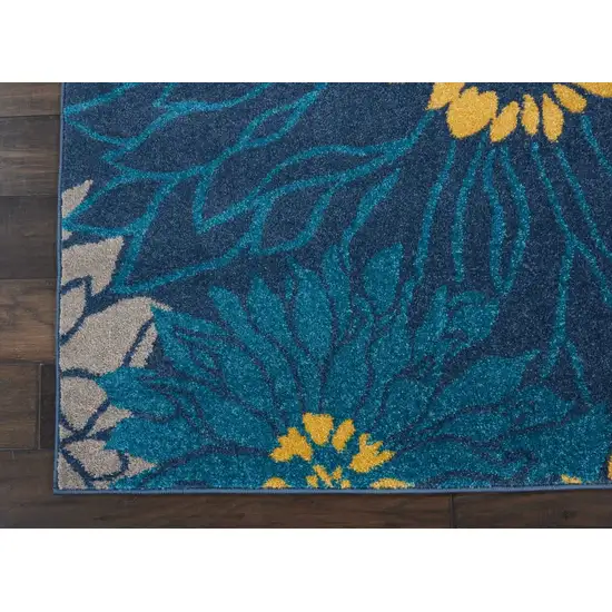 Blue Tropical Flower Area Rug Photo 2