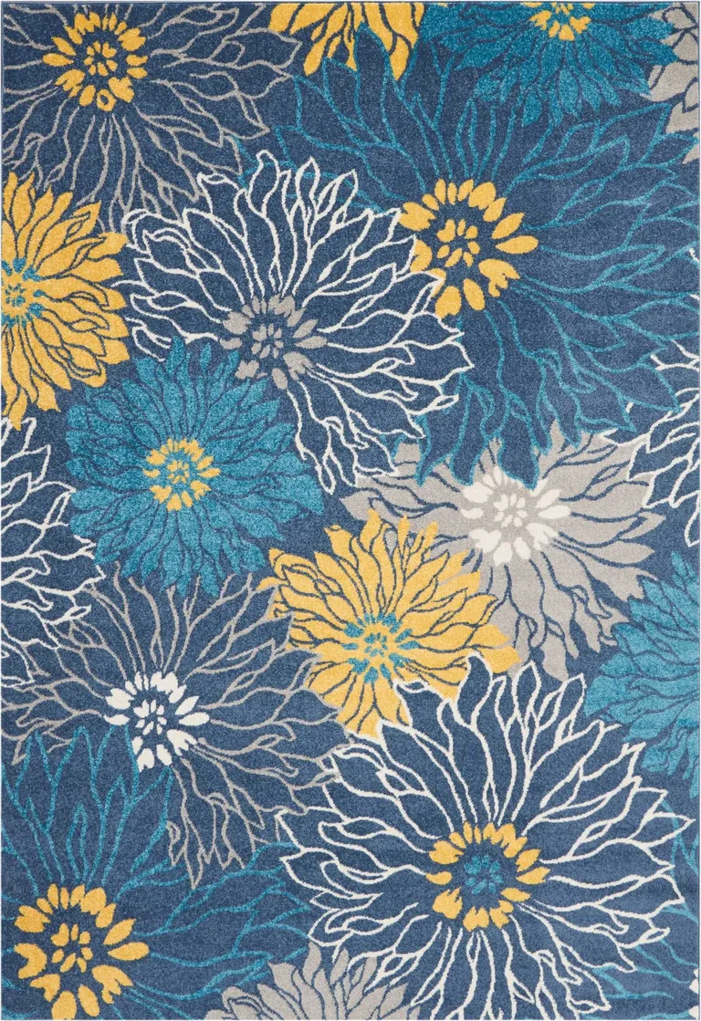 Blue Tropical Flower Area Rug Photo 1