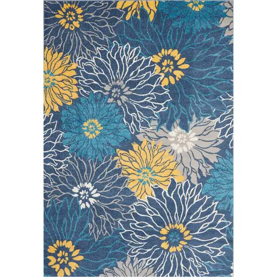 Blue Tropical Flower Area Rug Photo 1