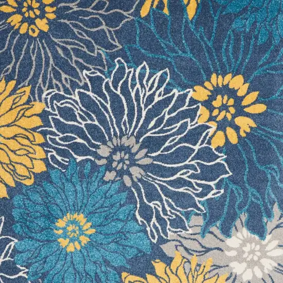 Blue And Gold Floral Area Rug Photo 5