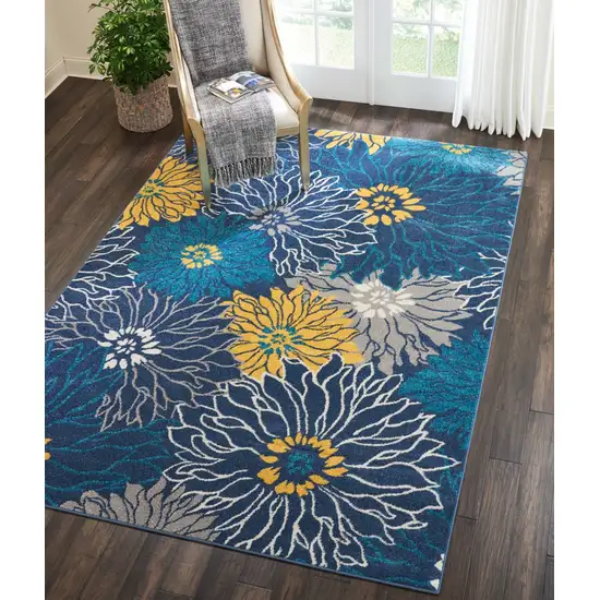 Blue Tropical Flower Area Rug Photo 5